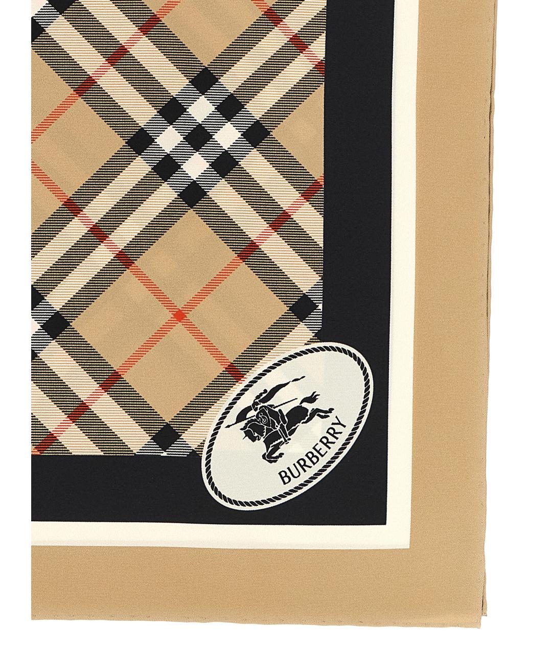BURBERRY Бежевый шелковый платок, фото 2