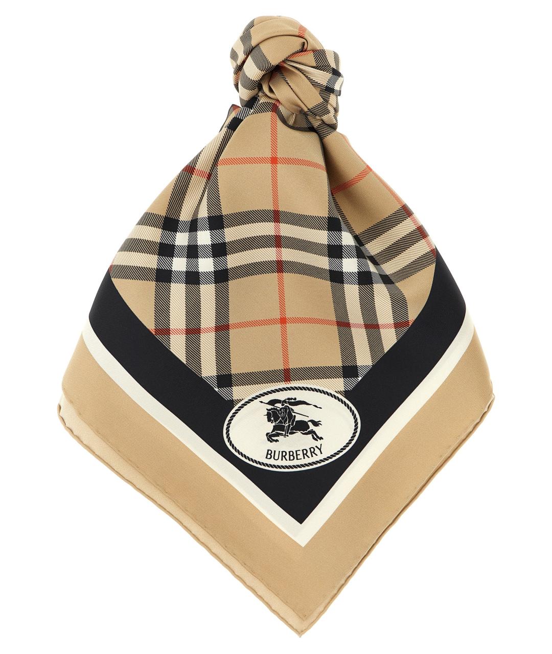 BURBERRY Бежевый шелковый платок, фото 1