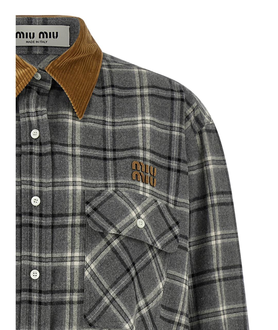 MIU MIU Серая хлопковая рубашка, фото 3