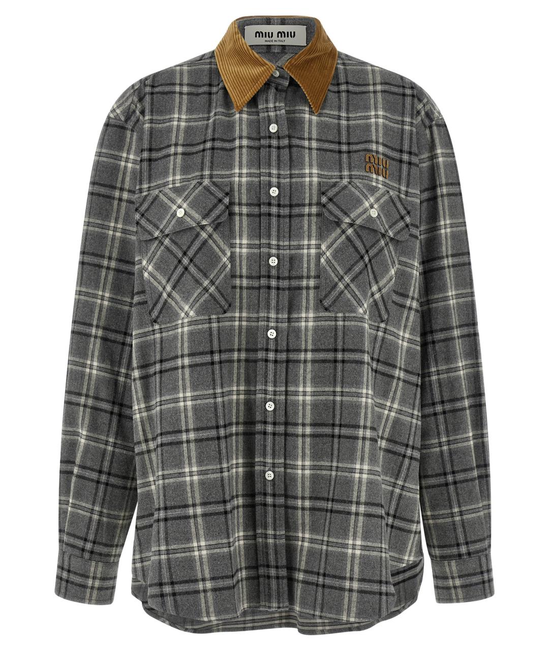 MIU MIU Серая хлопковая рубашка, фото 1