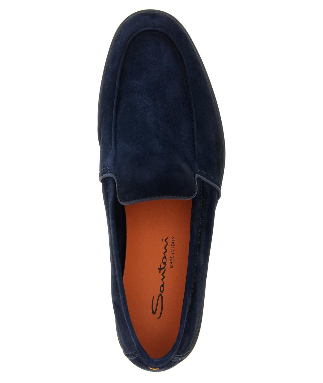SANTONI Синие замшевые лоферы, фото 4