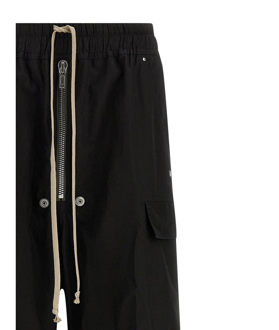 RICK OWENS Черные хлопковые прямые брюки, фото 3