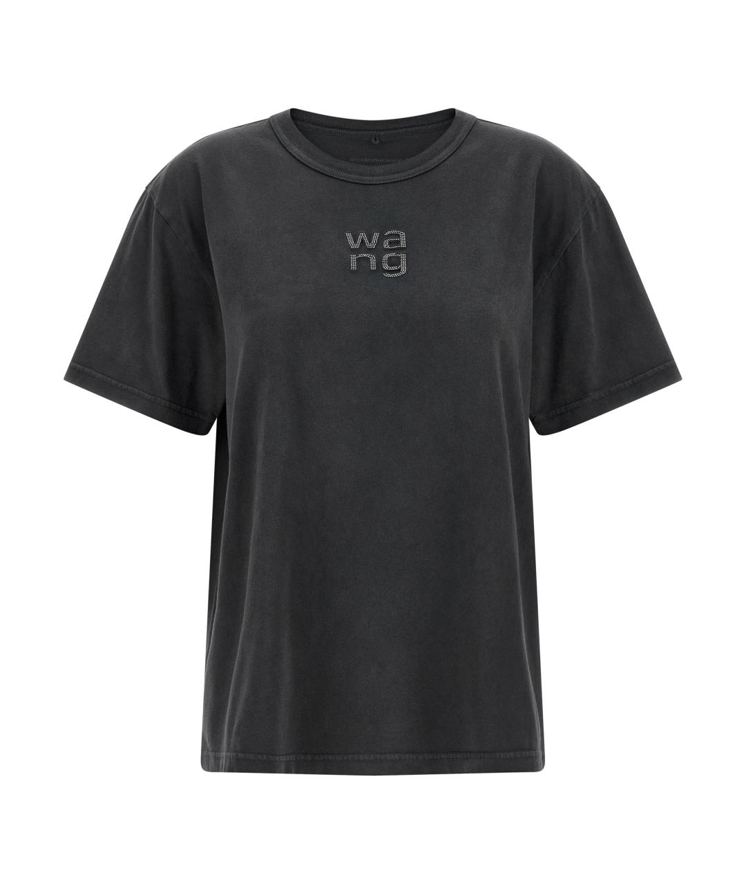 T BY ALEXANDER WANG Черная хлопковая футболка, фото 1