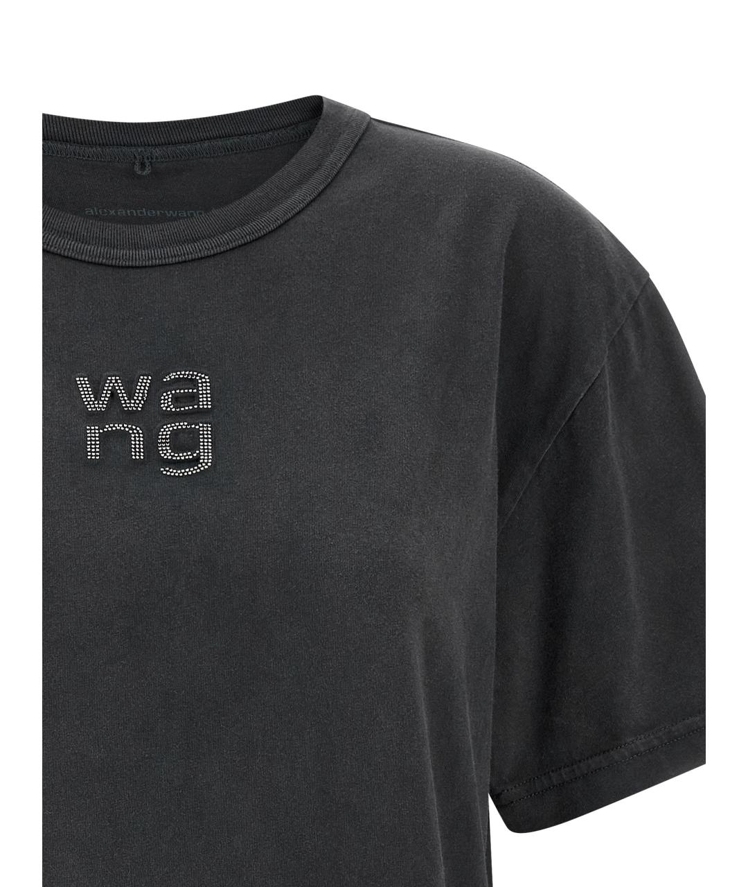 T BY ALEXANDER WANG Черная хлопковая футболка, фото 3