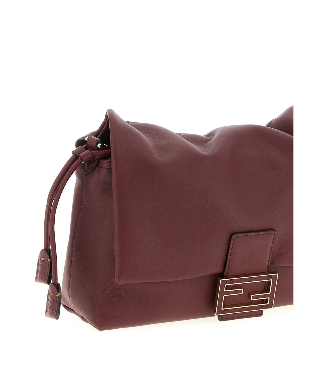 FENDI Бордовая кожаная сумка через плечо, фото 3