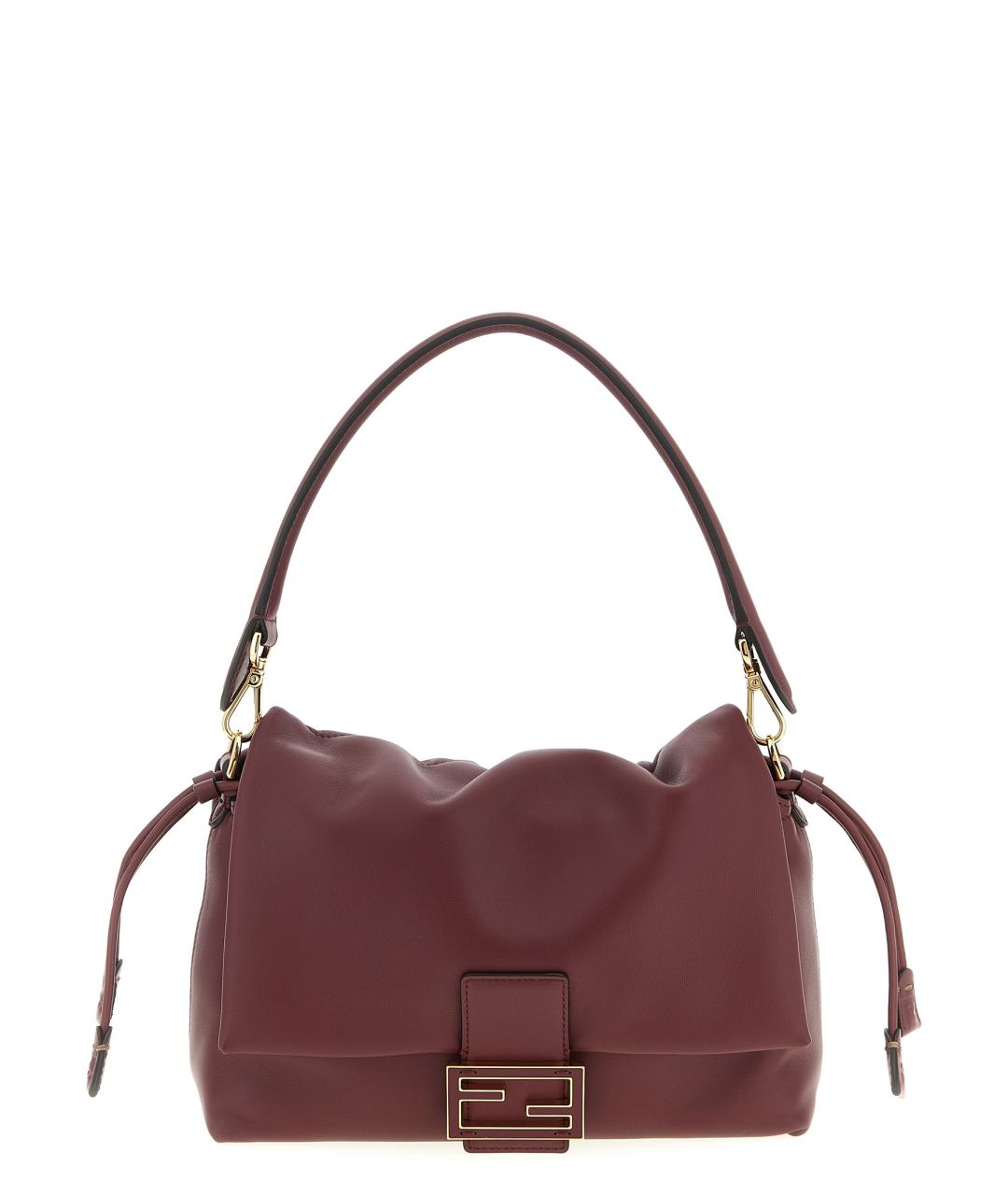 FENDI Бордовая кожаная сумка через плечо, фото 1