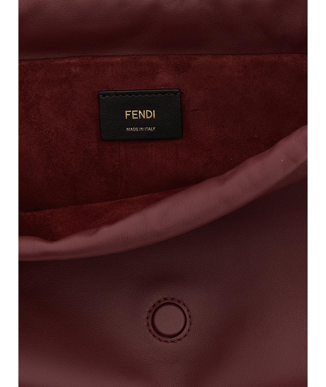 FENDI Бордовая кожаная сумка через плечо, фото 4