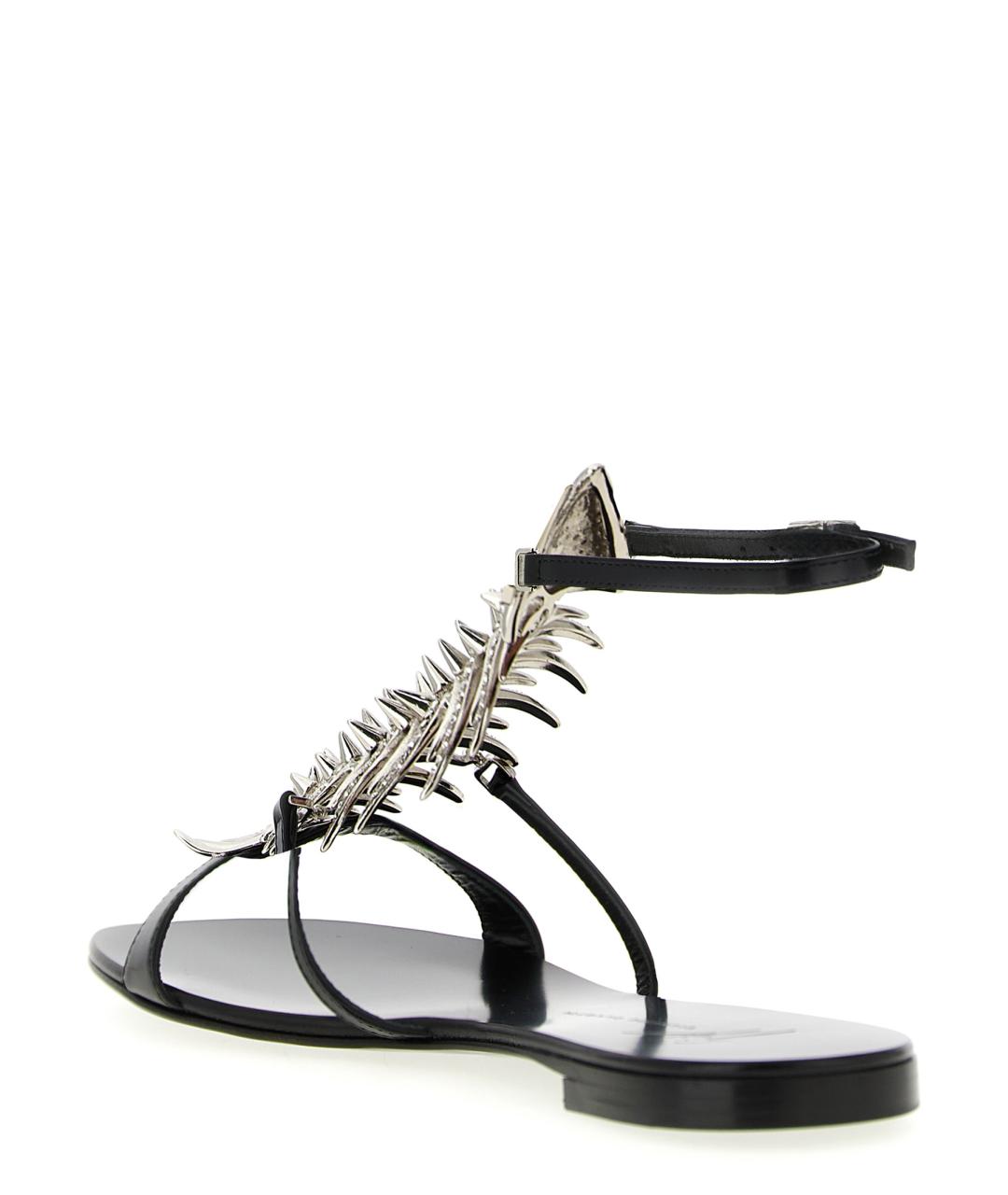 GIUSEPPE ZANOTTI DESIGN Черные кожаные босоножки, фото 3