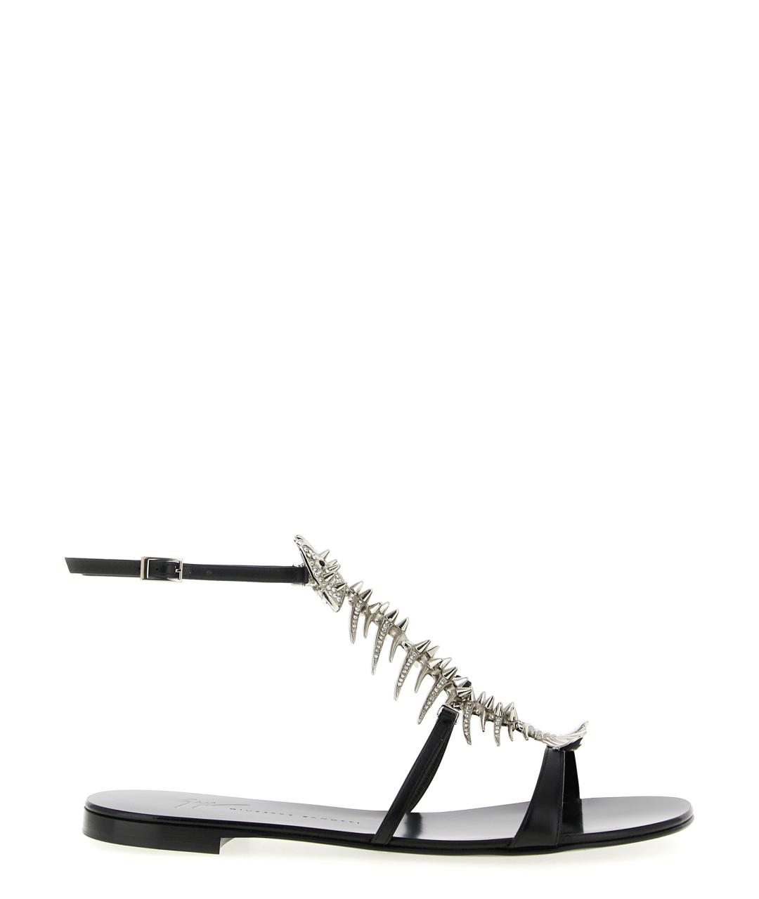 GIUSEPPE ZANOTTI DESIGN Черные кожаные босоножки, фото 1