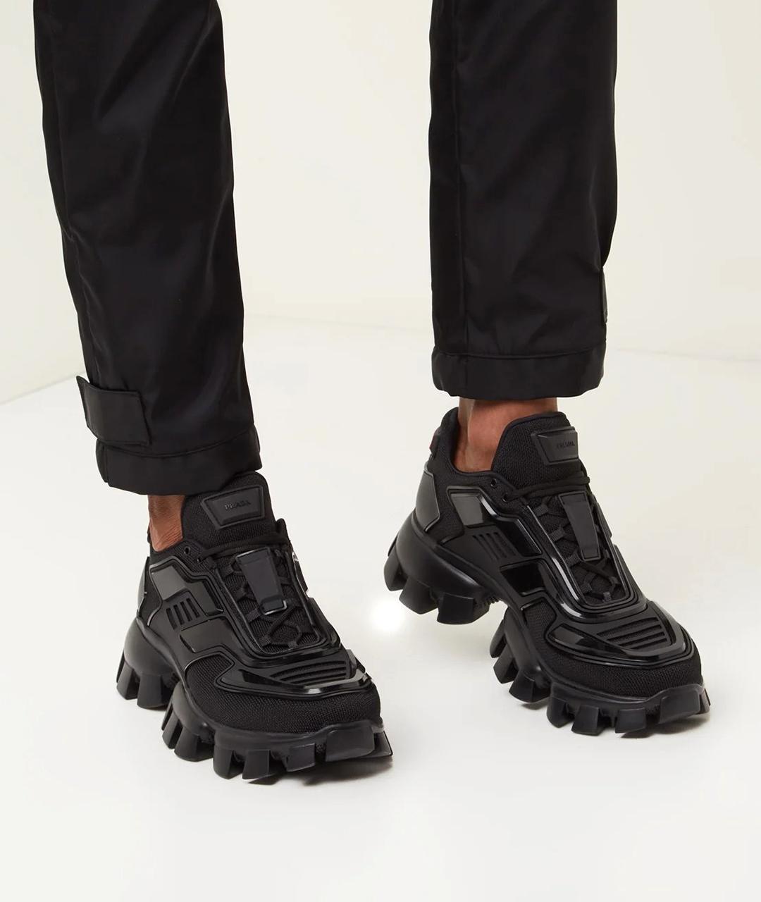 PRADA Черные низкие кроссовки / кеды, фото 5