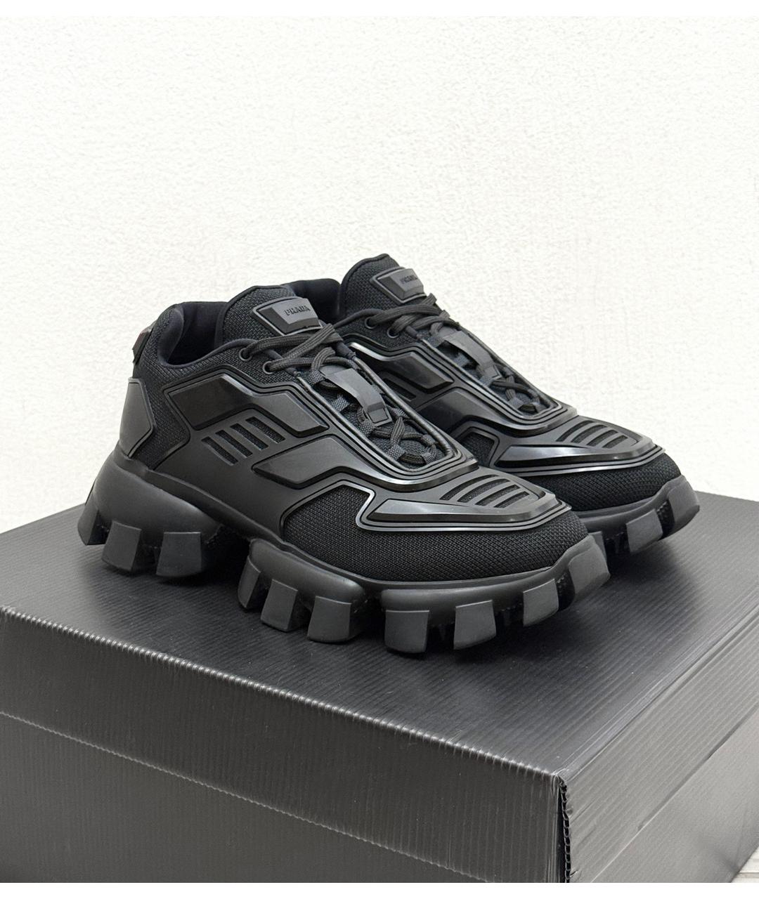 PRADA Черные низкие кроссовки / кеды, фото 8