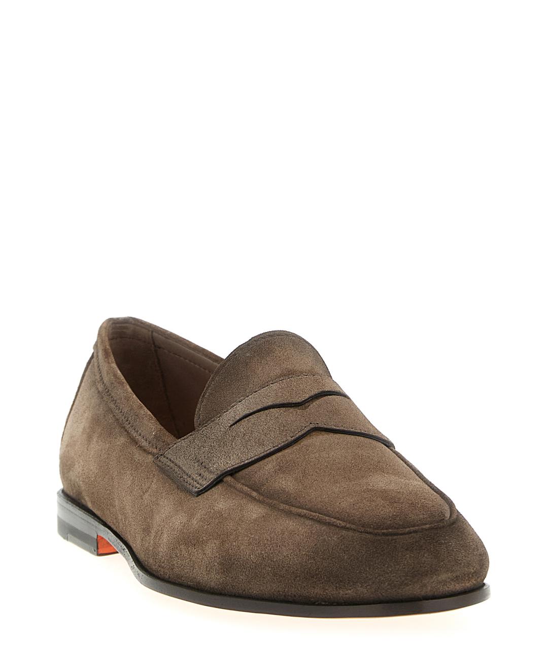 SANTONI Коричневые замшевые лоферы, фото 2