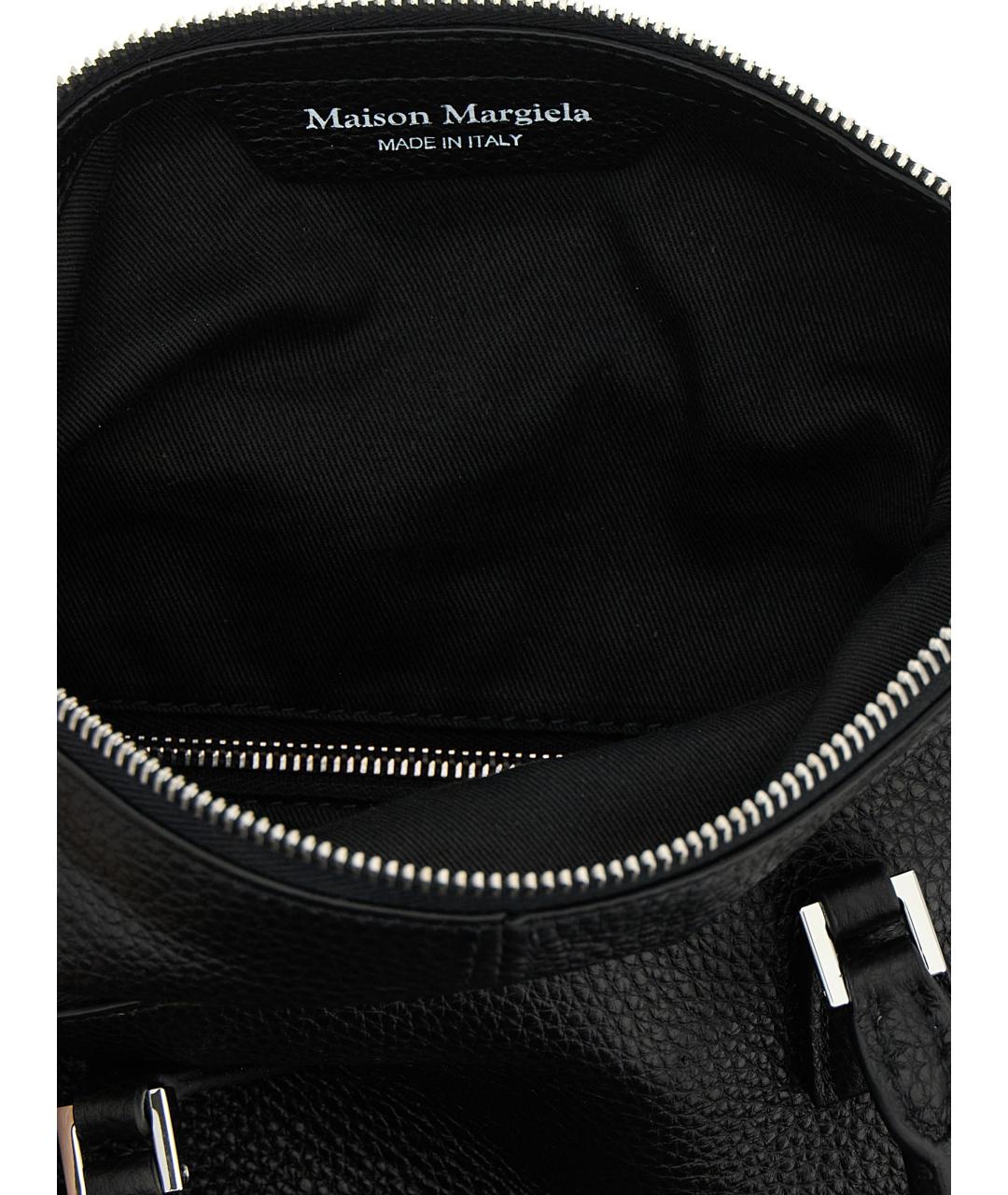 MAISON MARGIELA Черная кожаная сумка с короткими ручками, фото 4