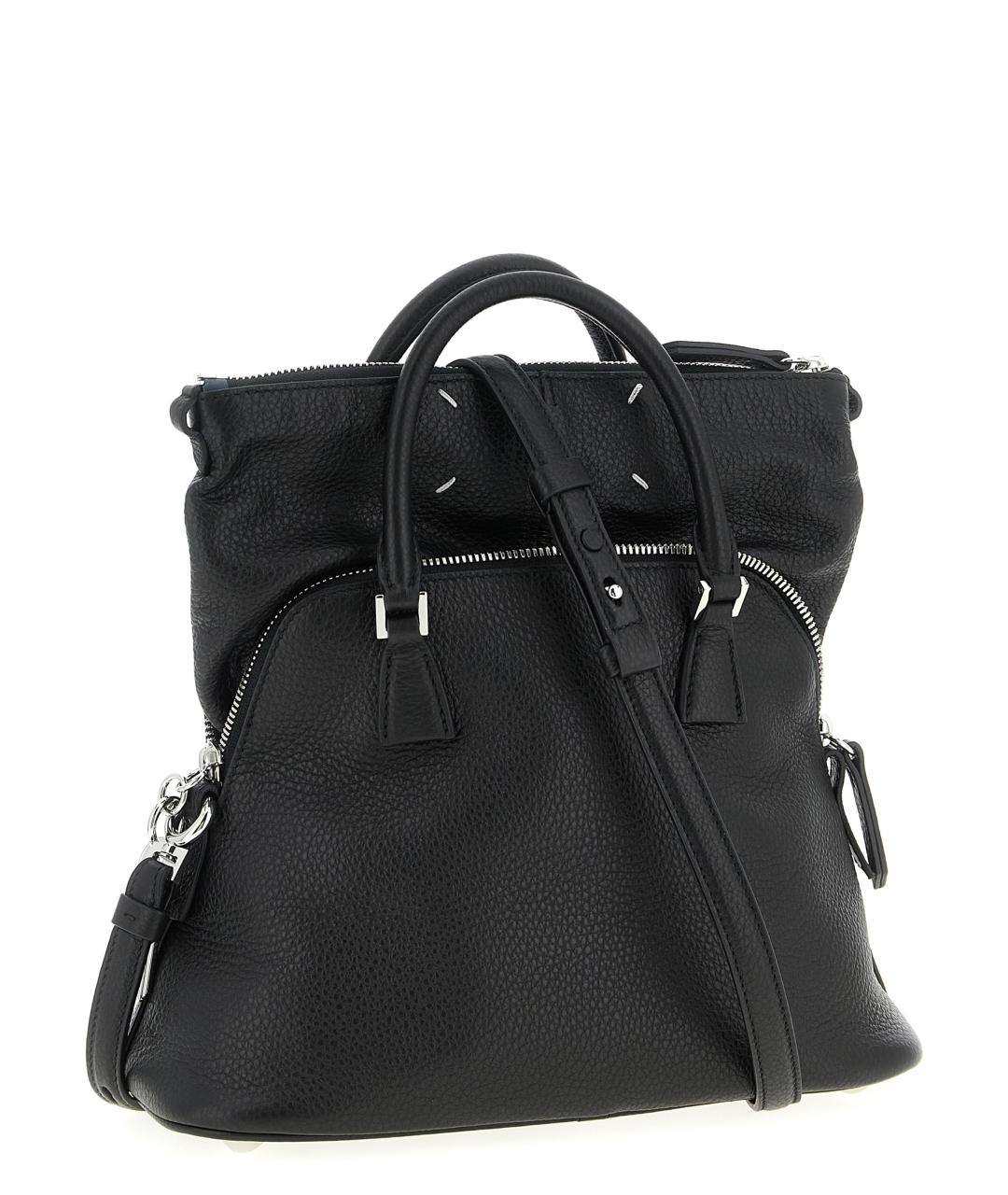 MAISON MARGIELA Черная кожаная сумка с короткими ручками, фото 2