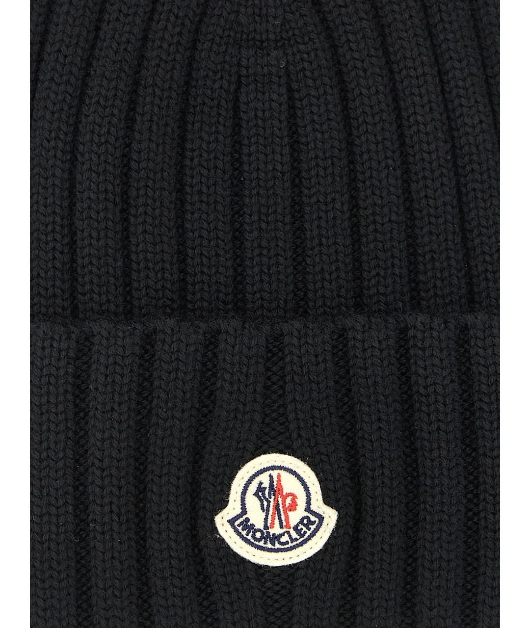 MONCLER Черная шерстяная шапка, фото 3