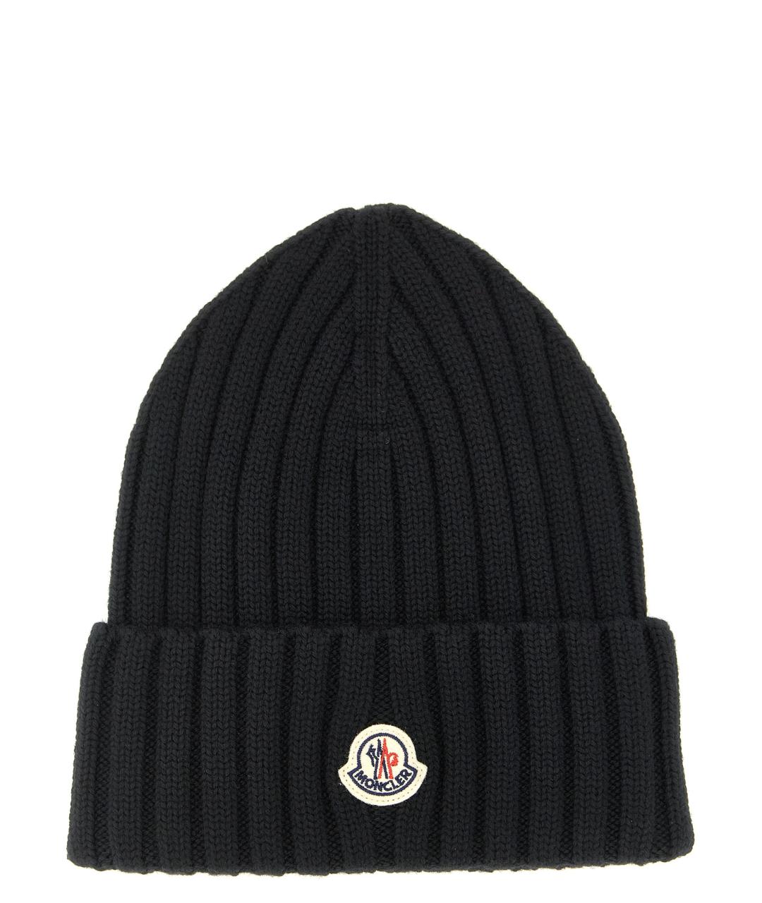 MONCLER Черная шерстяная шапка, фото 1