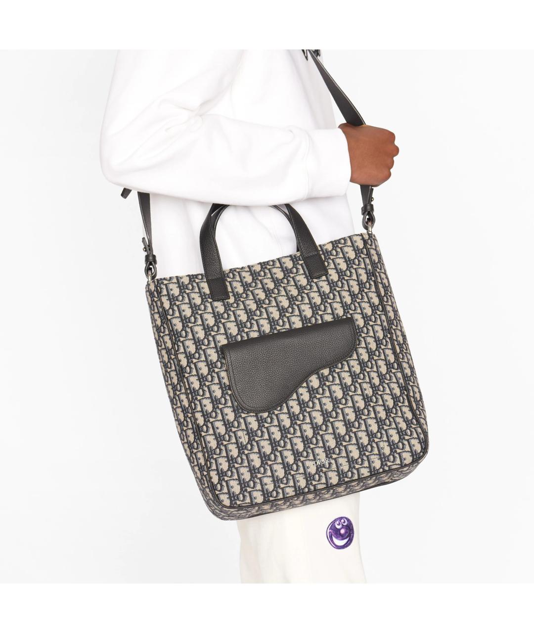 CHRISTIAN DIOR Черная кожаная сумка тоут, фото 5