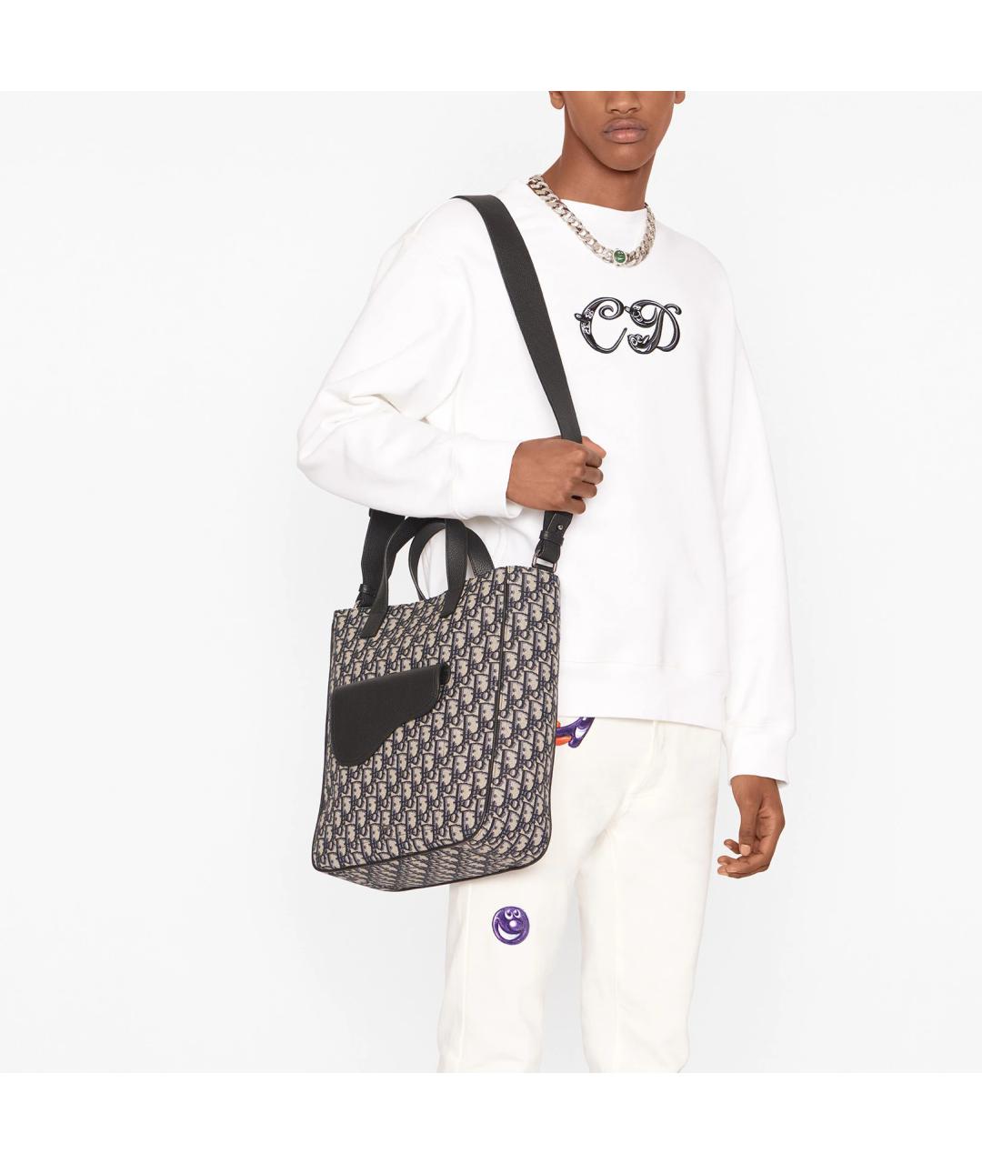 CHRISTIAN DIOR Черная кожаная сумка тоут, фото 4