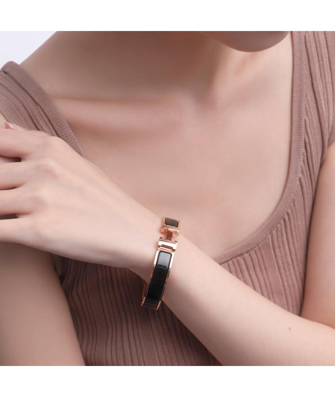 HERMES Черный металлический браслет, фото 2