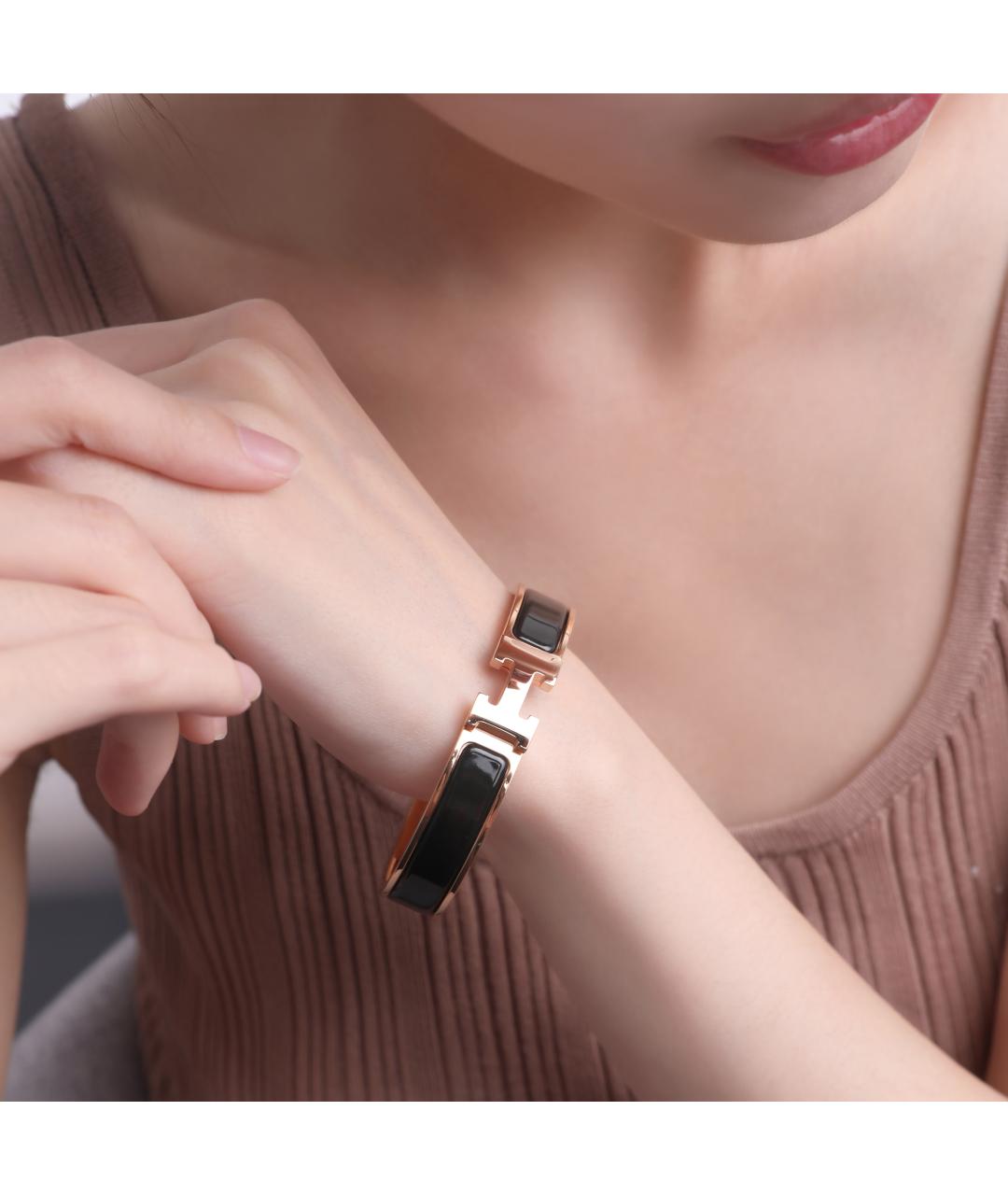 HERMES Черный металлический браслет, фото 3