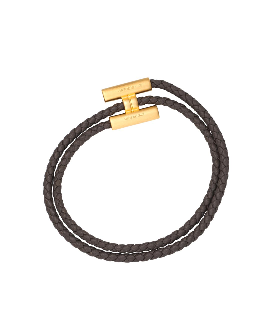 HERMES Коричневый кожаный браслет, фото 1