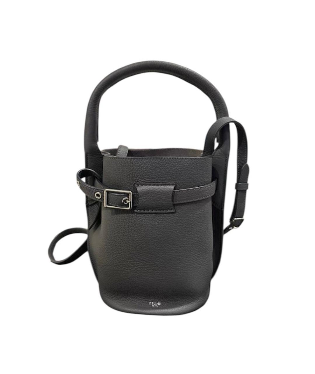 CELINE Антрацитовая кожаная сумка с короткими ручками, фото 1