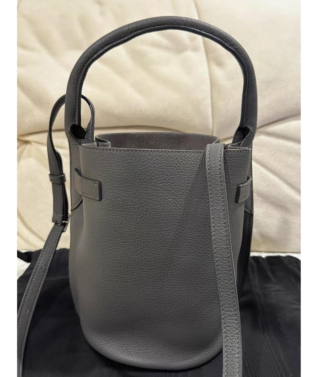 CELINE Антрацитовая кожаная сумка с короткими ручками, фото 3