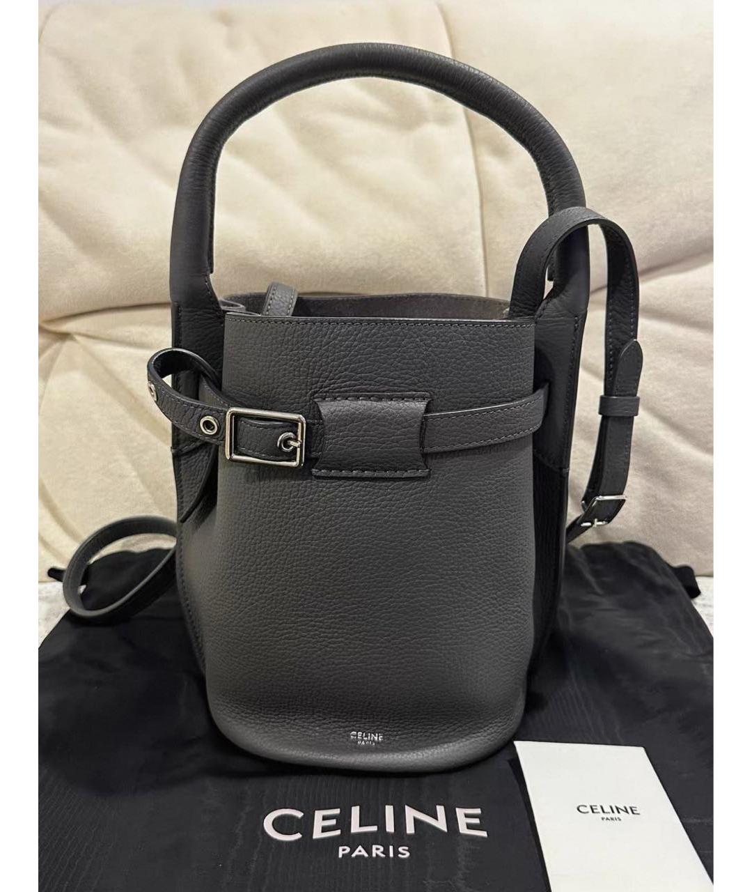 CELINE Антрацитовая кожаная сумка с короткими ручками, фото 2