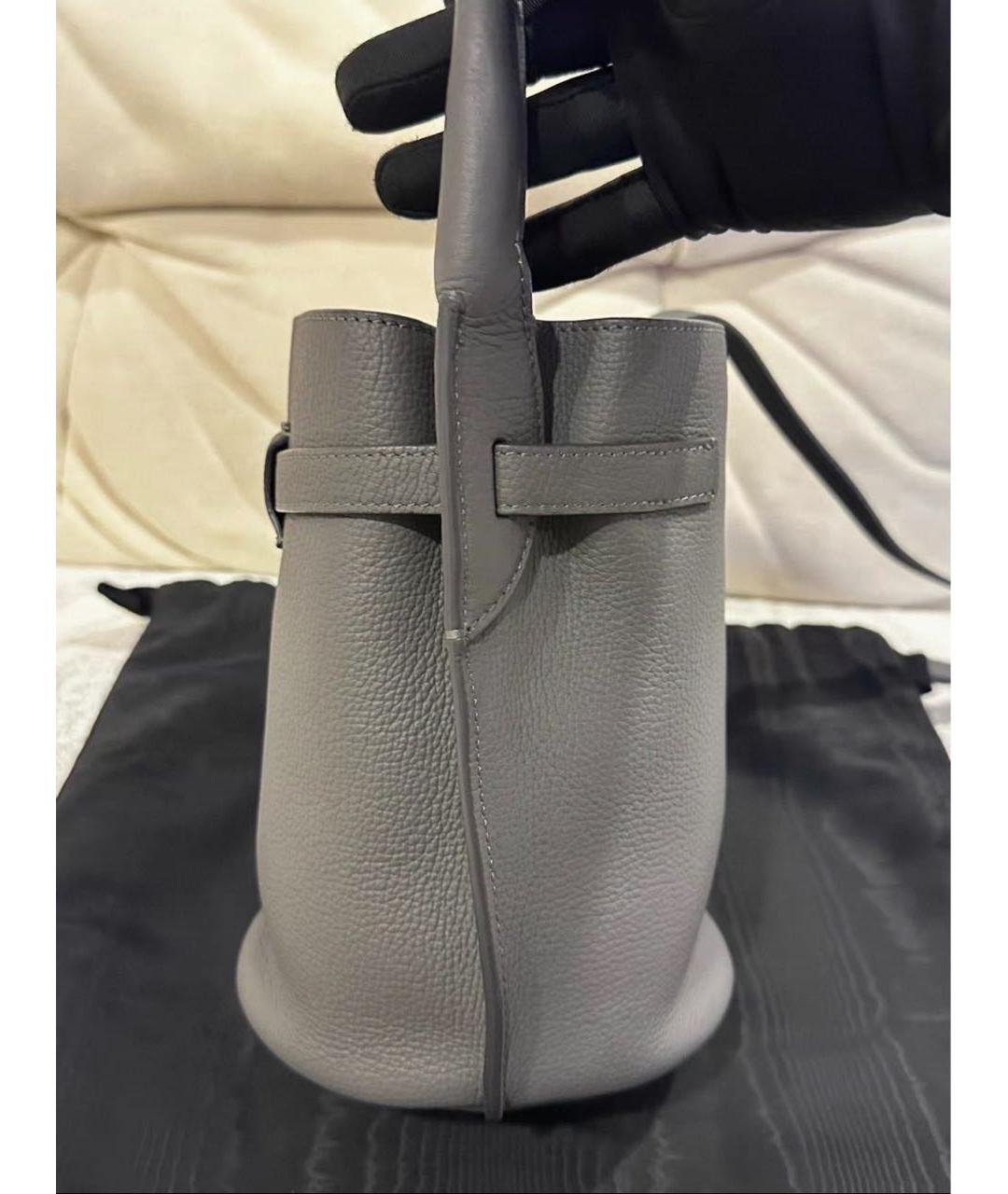 CELINE Антрацитовая кожаная сумка с короткими ручками, фото 6