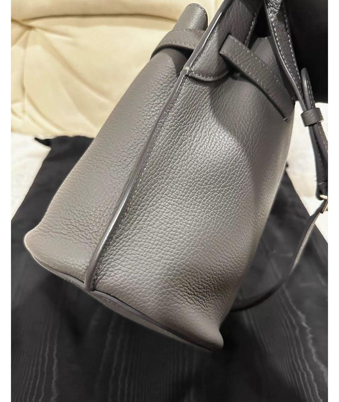 CELINE Антрацитовая кожаная сумка с короткими ручками, фото 7