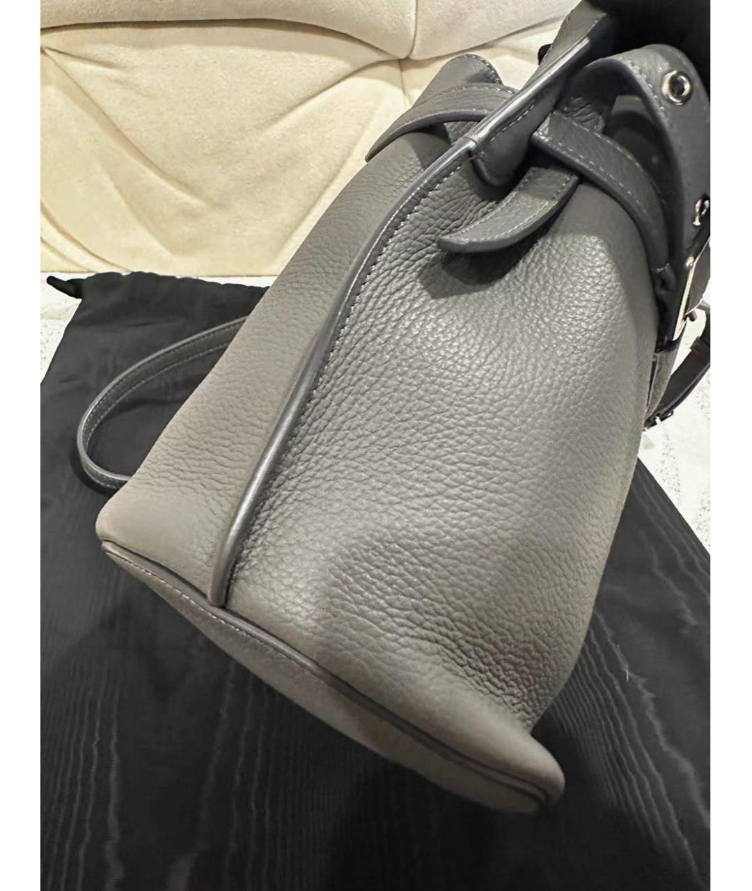 CELINE Антрацитовая кожаная сумка с короткими ручками, фото 8