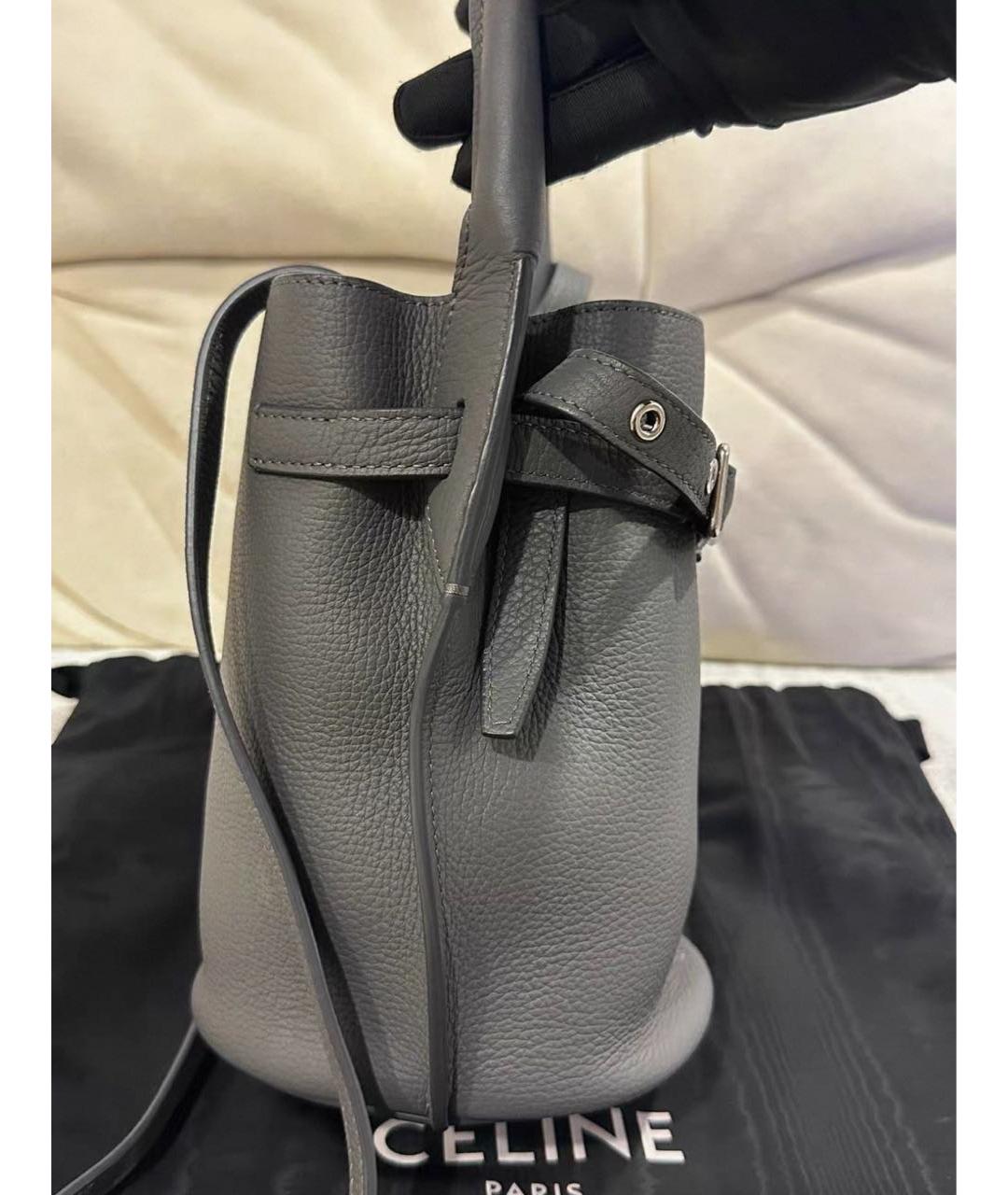 CELINE Антрацитовая кожаная сумка с короткими ручками, фото 5