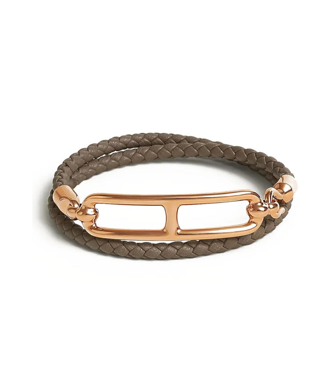 HERMES Коричневый кожаный браслет, фото 2
