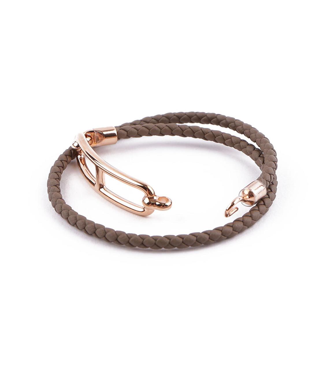 HERMES Коричневый кожаный браслет, фото 3