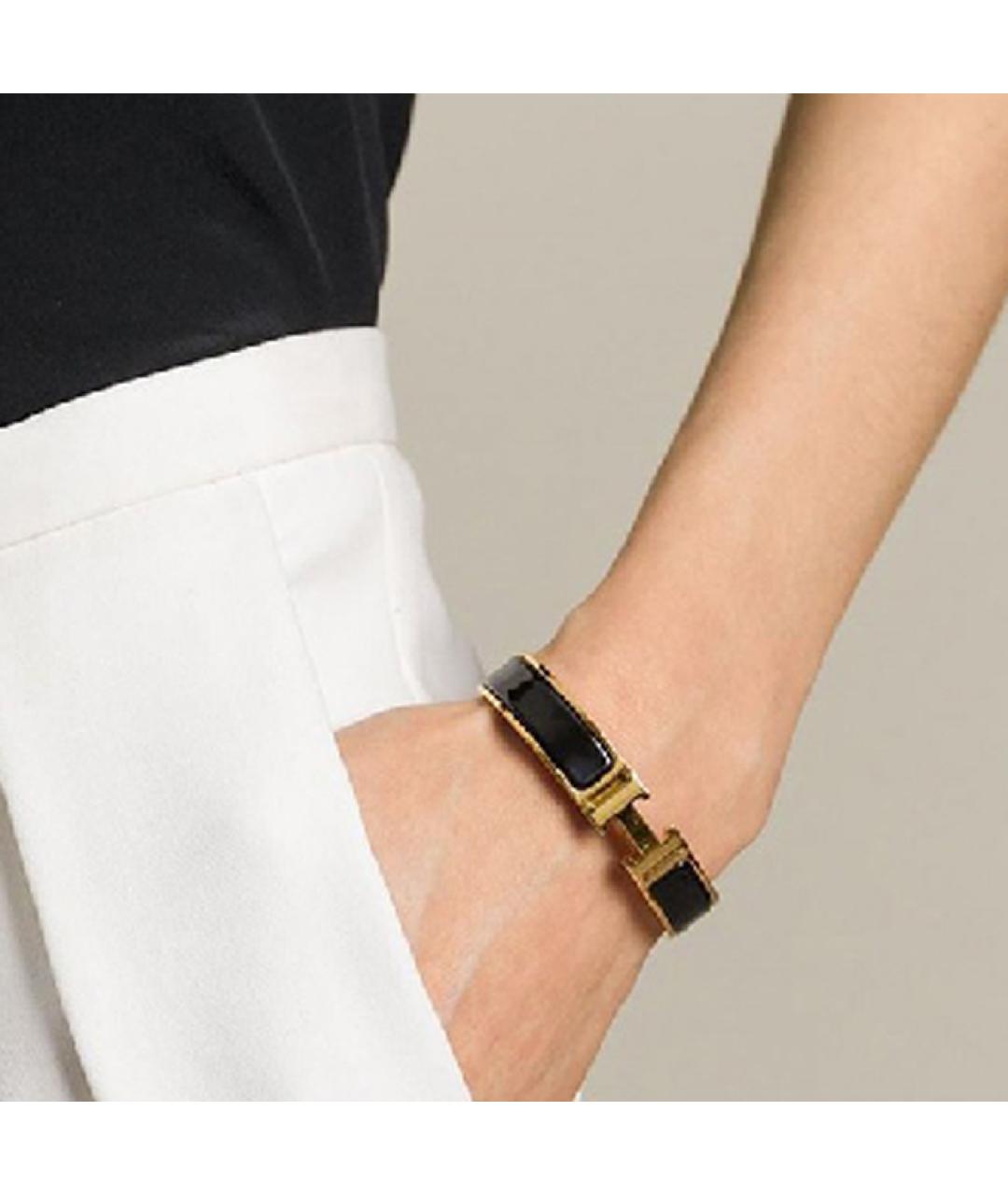 HERMES Черный металлический браслет, фото 3