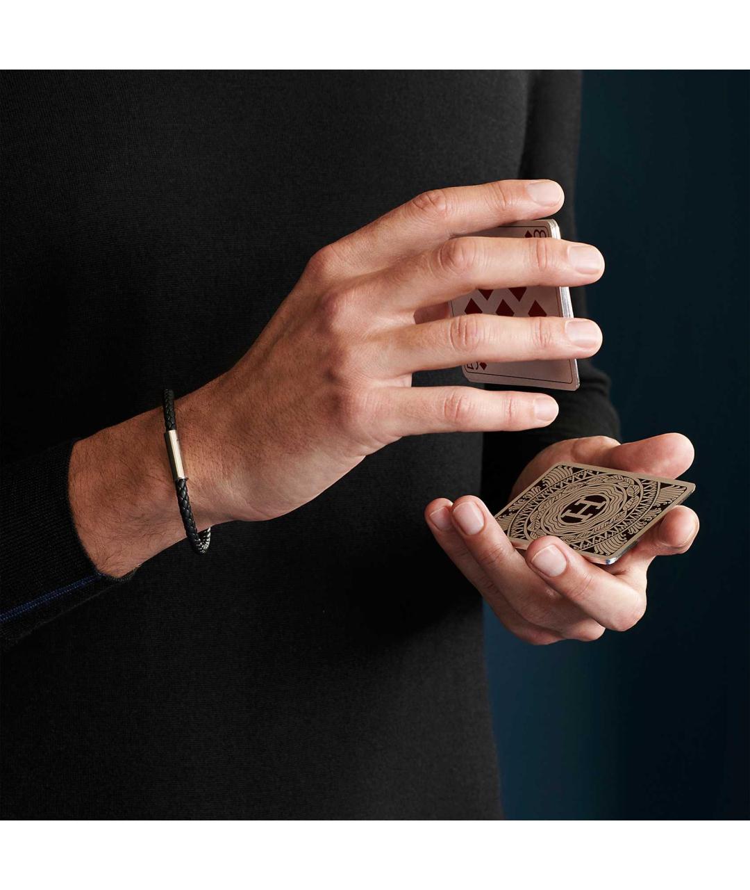 HERMES Черный кожаный браслет, фото 4