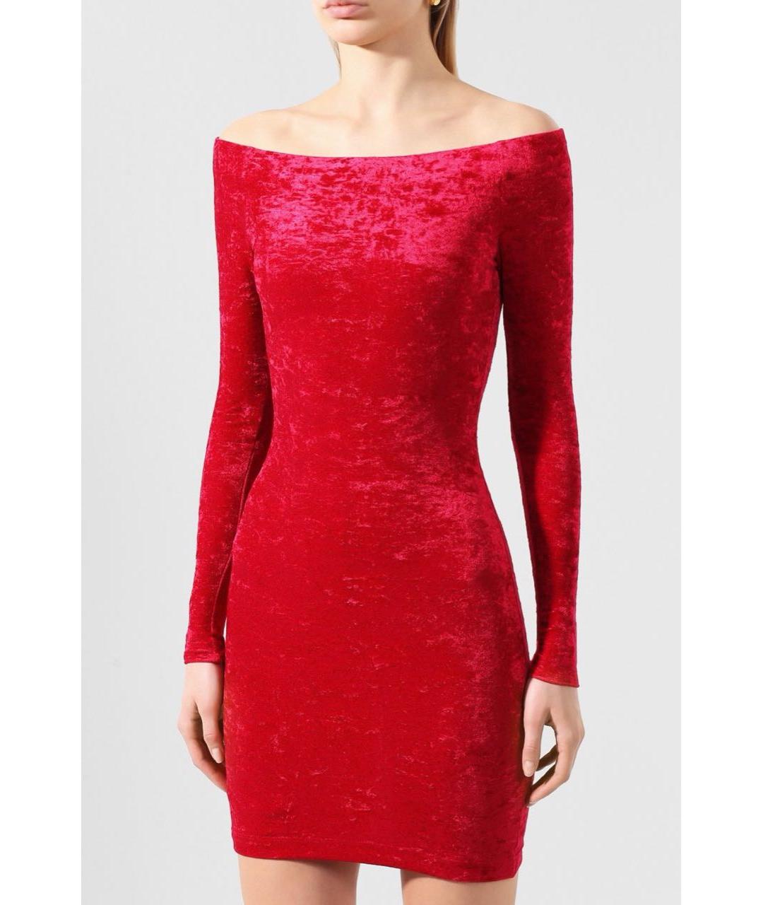 BALENCIAGA Красное велюровое вечернее платье, фото 2