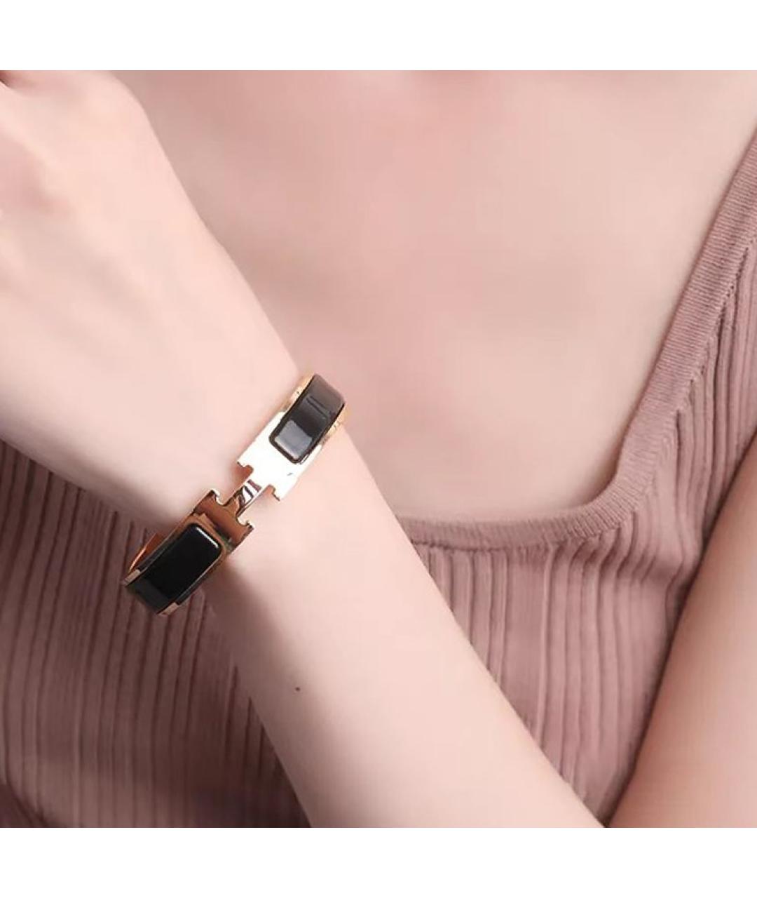 HERMES Черный металлический браслет, фото 3