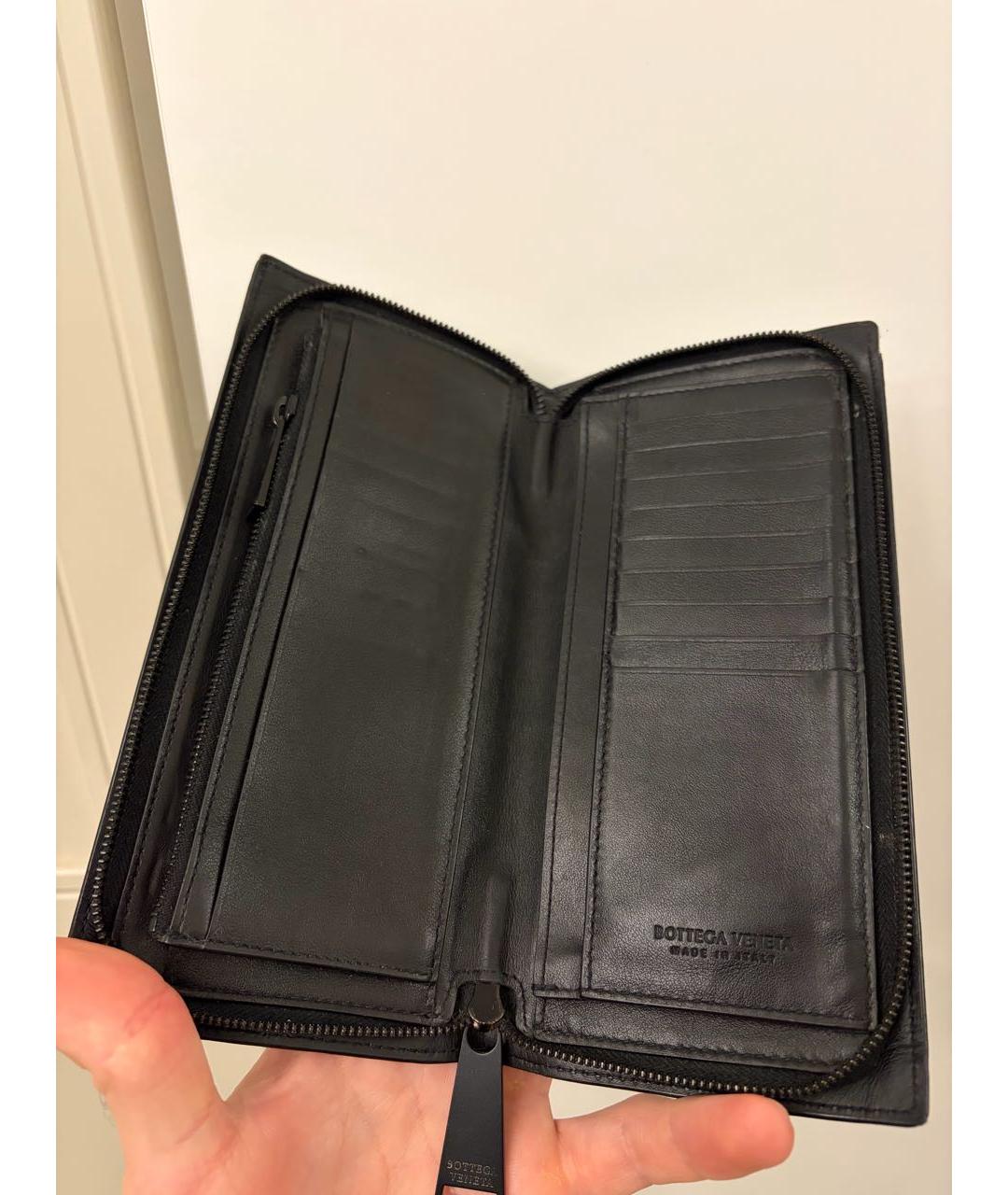 BOTTEGA VENETA Черный кожаный кошелек, фото 4