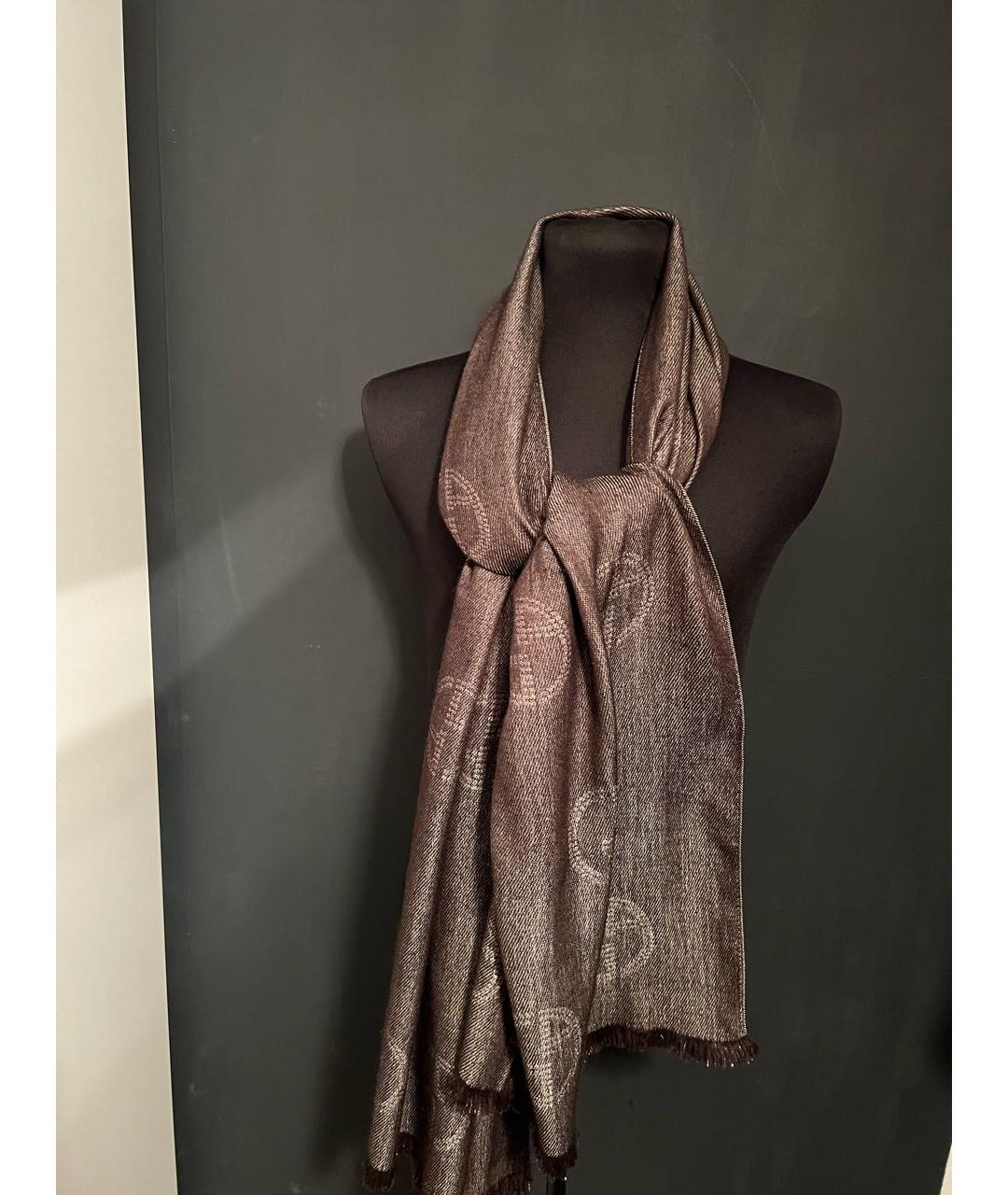 GIORGIO ARMANI Коричневый кашемировый шарф, фото 6