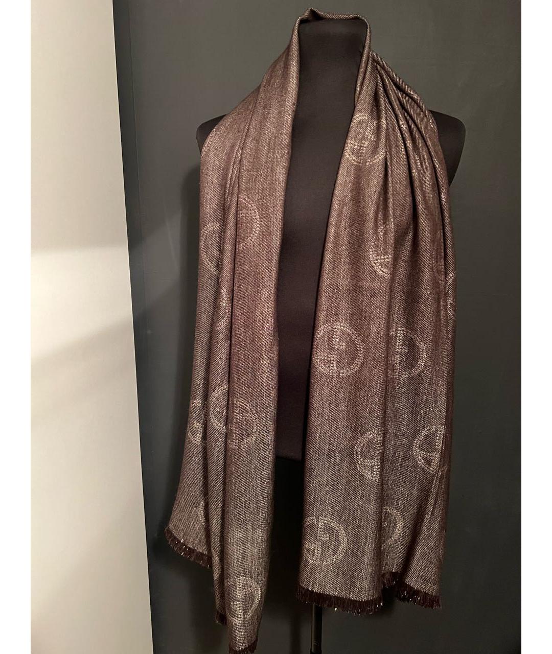 GIORGIO ARMANI Коричневый кашемировый шарф, фото 8