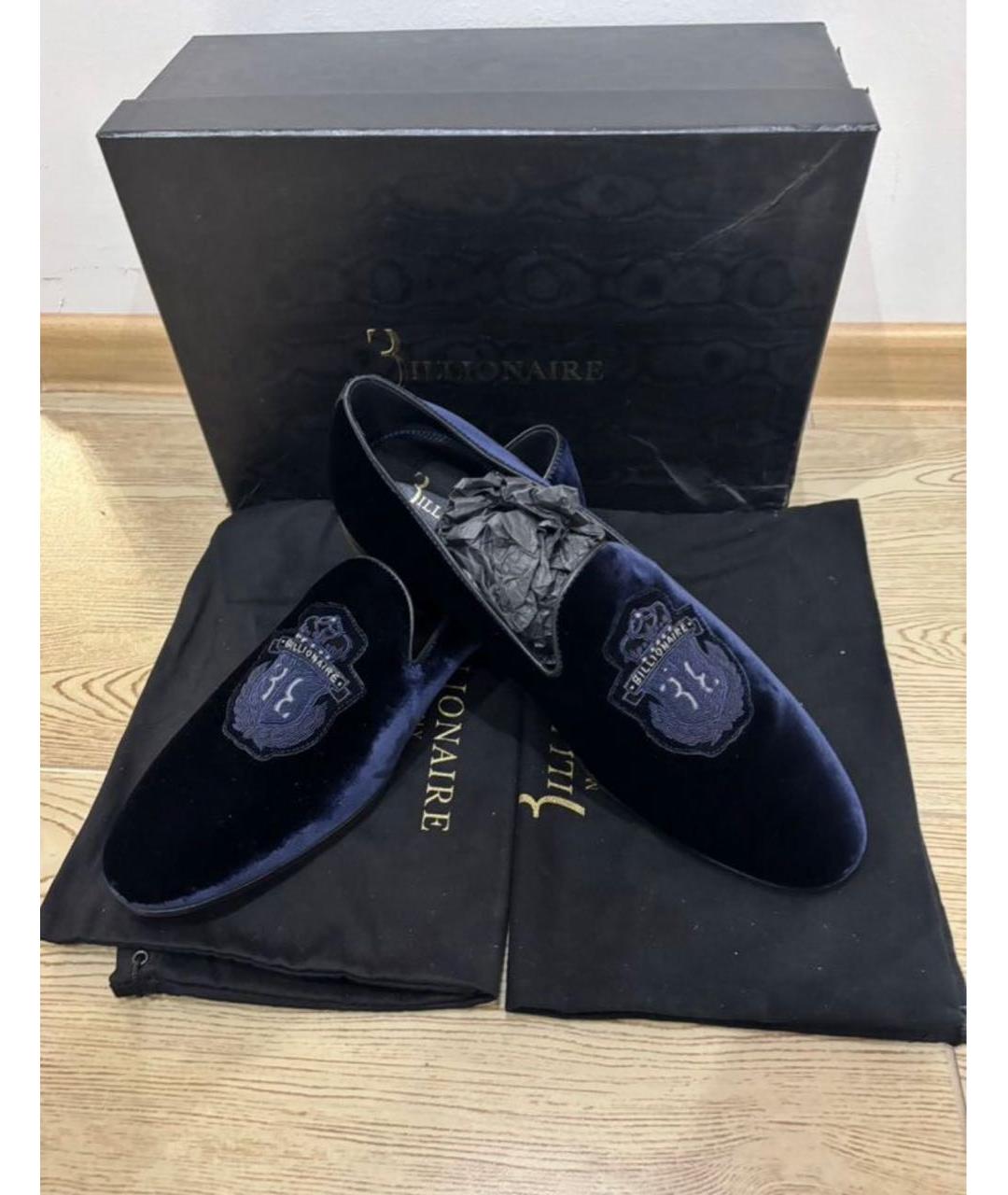 BILLIONAIRE Темно-синие бархатные лоферы, фото 4