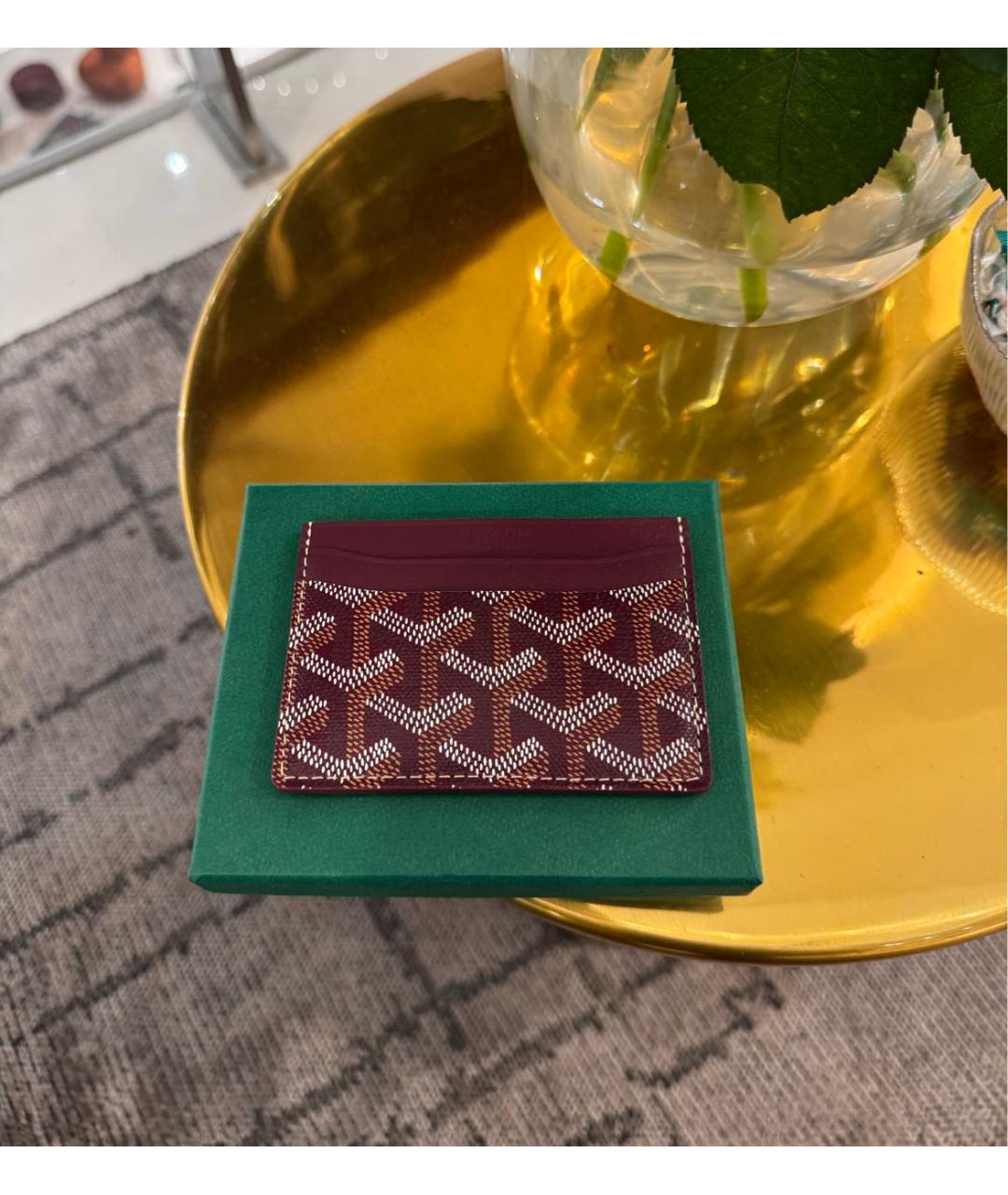 GOYARD Бордовый кожаный кардхолдер, фото 4