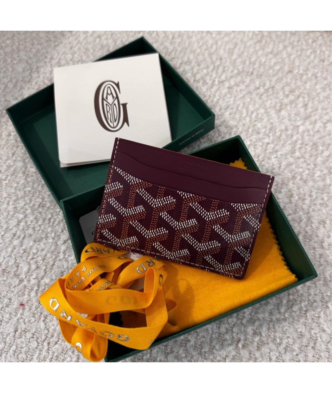 GOYARD Бордовый кожаный кардхолдер, фото 6