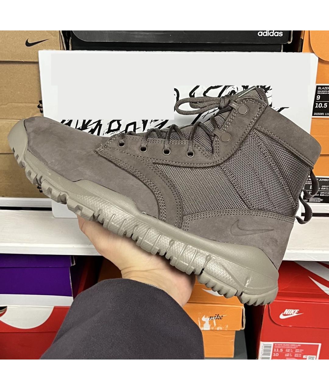 NIKE Серые замшевые высокие кроссовки / кеды, фото 2