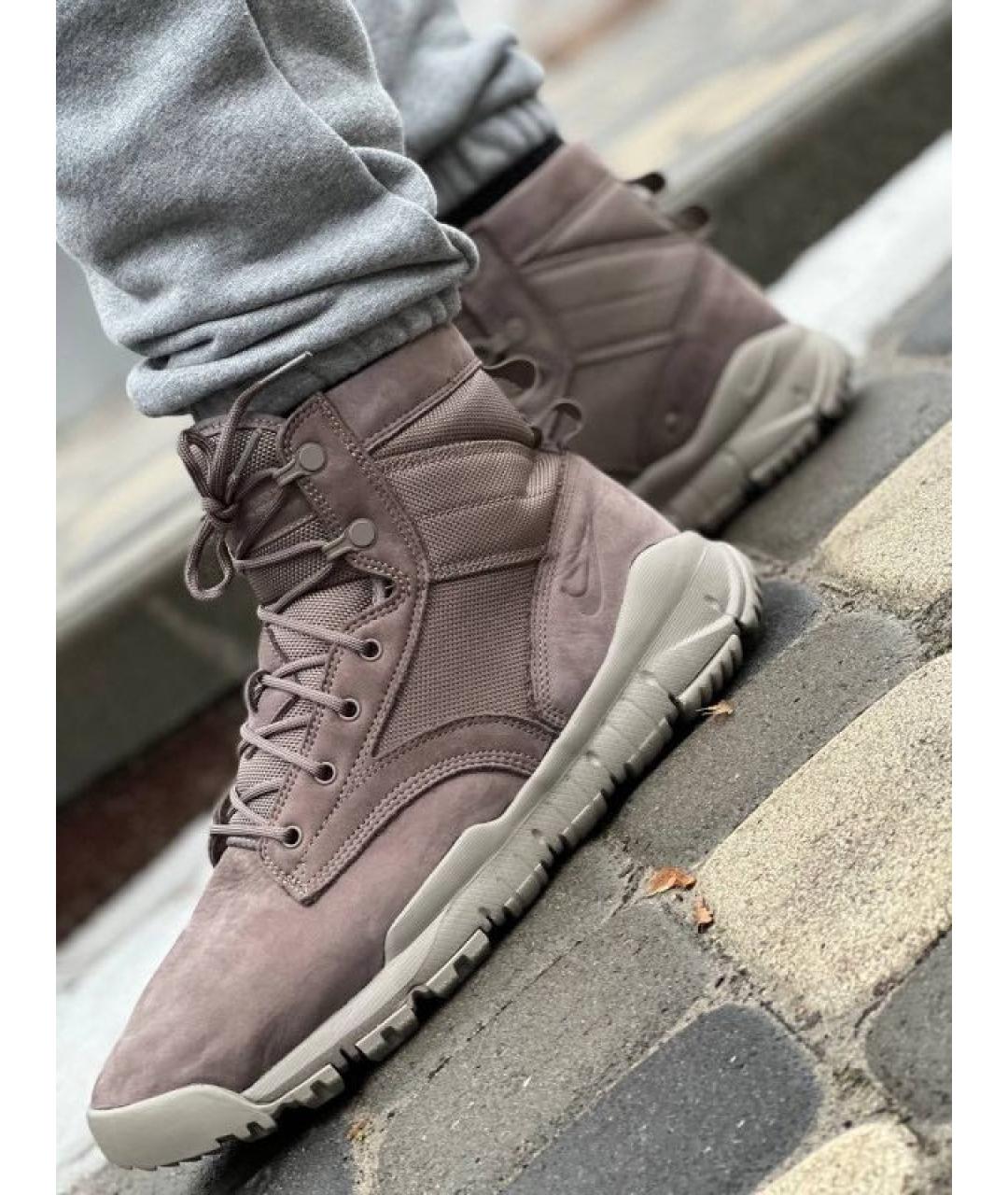 NIKE Серые замшевые высокие кроссовки / кеды, фото 5