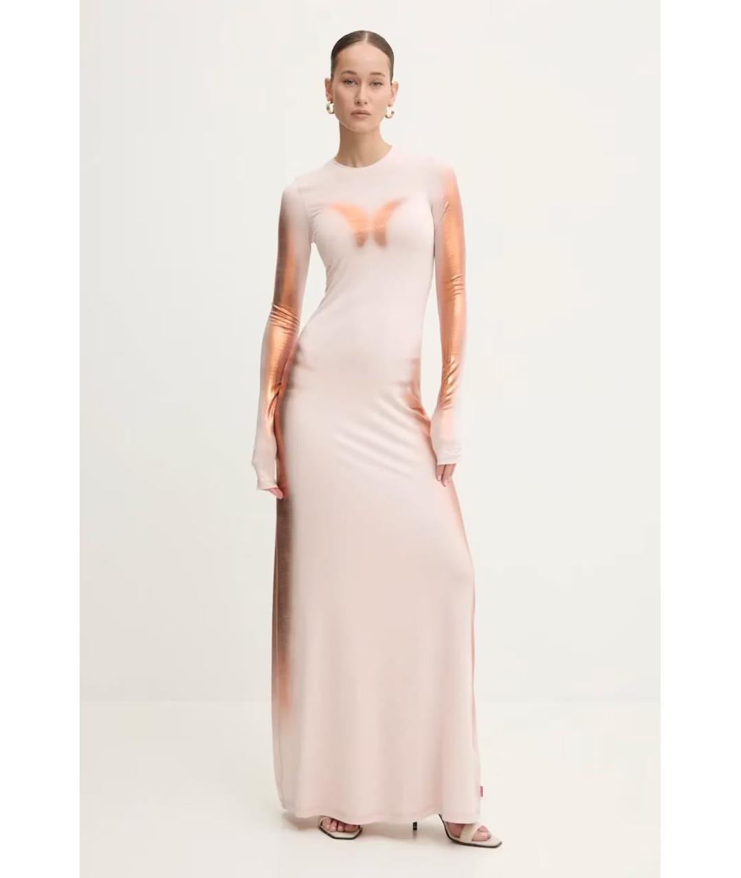 DIESEL Розовое хлопко-эластановое повседневное платье, фото 6