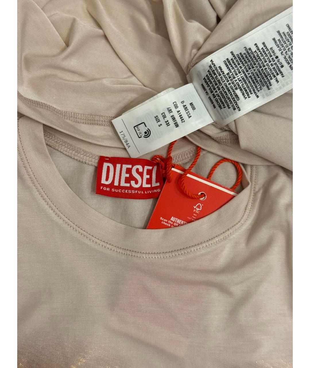 DIESEL Розовое хлопко-эластановое повседневное платье, фото 3