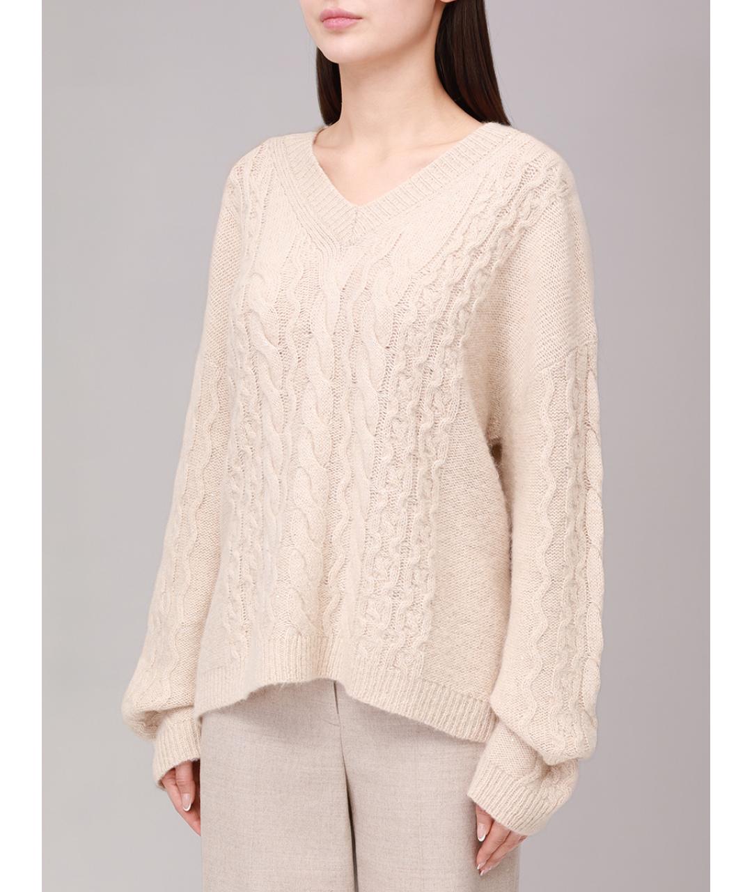 LORENA ANTONIAZZI Бежевый шерстяной джемпер / свитер, фото 4