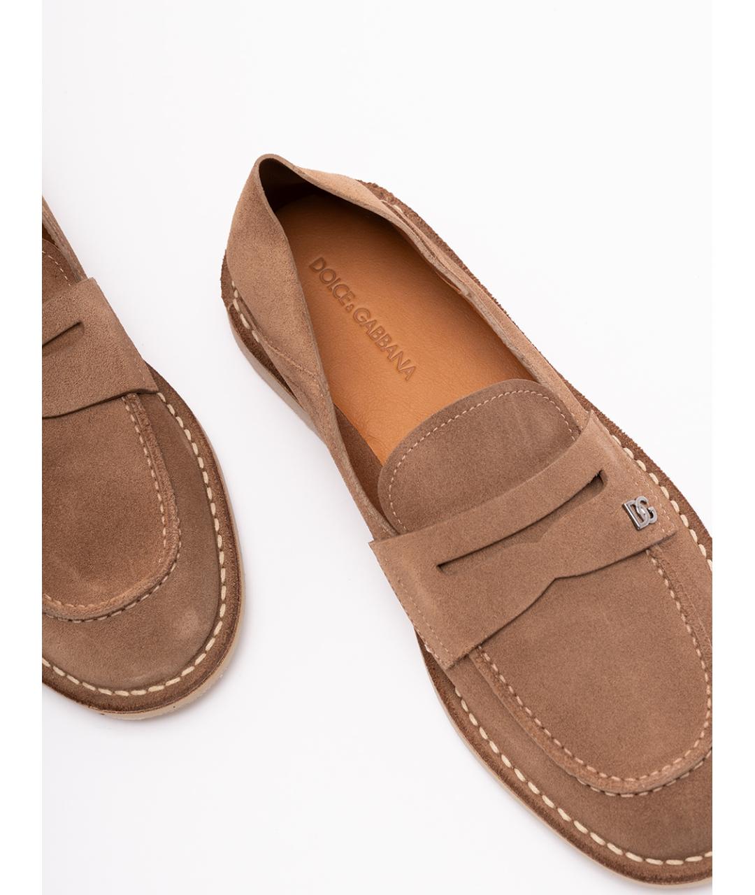 DOLCE&GABBANA Бежевые кожаные лоферы, фото 4
